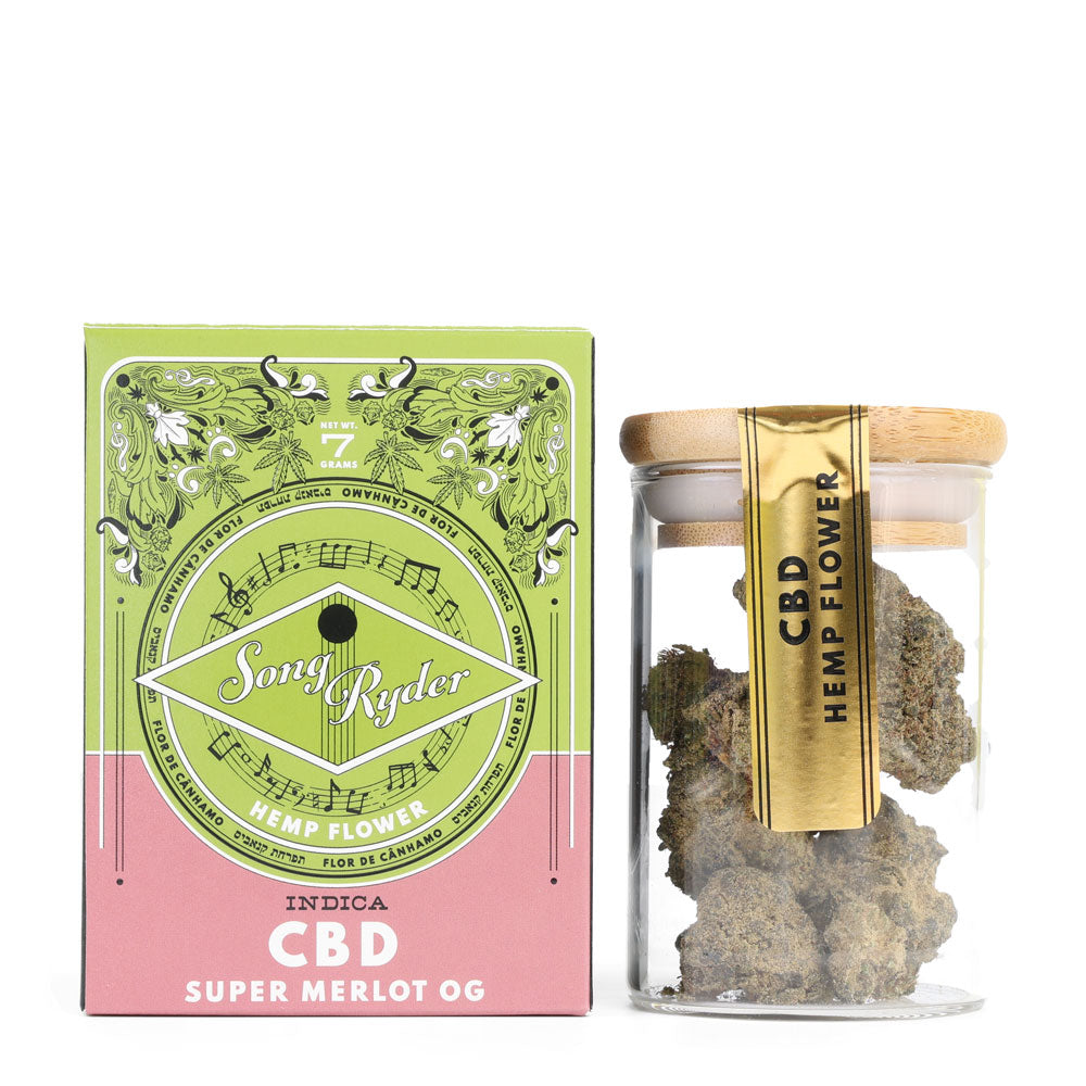 Song Ryder CBD Smokable Hemp Flower in a 7g jar size. Super Melot OG Strain.